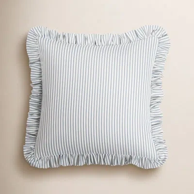 Siscovers Birch Lane Polo Stripe Ruffled Accent Pillow In Polyester,light Blue