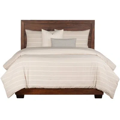 Siscovers Birch Lane Ticking Stripe Pewter Farmhouse 7-piece Duvet Cover Set In Gray,ivory Striped
