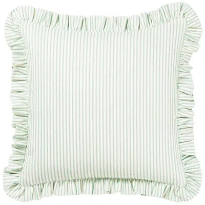 Siscovers Birch Lane Ticking Stripe Ruffled Accent Pillow In Green,polyester