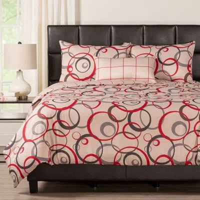 Siscovers Circlet Duvet Cover & Insert Set In Red,white
