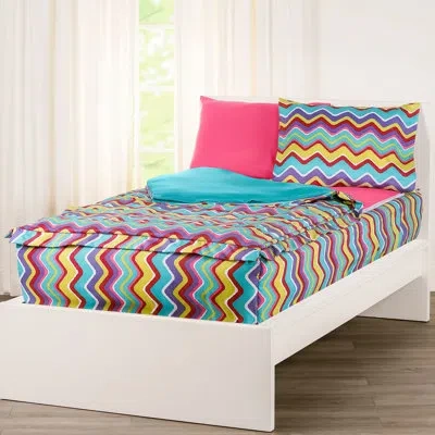 Siscovers Color Palette Bunkie Deluxe All-in-one Zipper Bedding Set In Blue,red,yellow