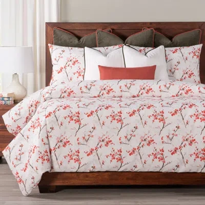 Siscovers Coral Blossom Duvet Cover & Insert Set In White