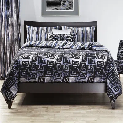 Siscovers Cosmotech 5 Piece Reversible Duvet Cover Set In Black,white