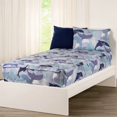 Siscovers Diving Dolphins Bunkie Deluxe All-in-one Zipper Bedding Set In Blue;gray