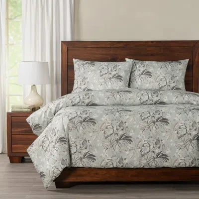 Siscovers Elegant Floral Print Duvet Cover Set In Gray,ivory