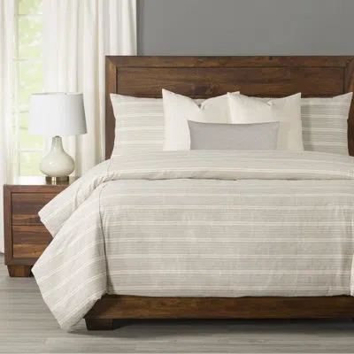Siscovers Farmhouse Ticking Stripe Cotton Blend Duvet Cover & Insert Set In Cream,gray