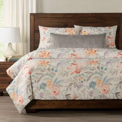 Siscovers Floral Watercolor Print Duvet Cover & Insert Set In Blue;orange;purple