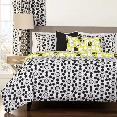 Siscovers Full Circle Reversible Duvet Cover And Insert Set In Black,gray,green