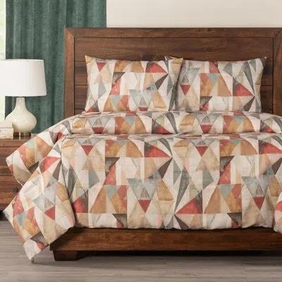 Siscovers Geometric Print Multi-color Duvet Cover Set In Red