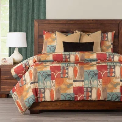Siscovers Hang Loose Geometric Print Duvet Cover & Insert Set In Red;red
