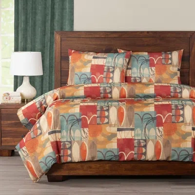 Siscovers Hang Loose Geometric Print Duvet Cover Set In Red,blue