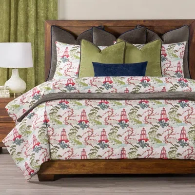 Siscovers Japanese Garden Print Duvet Cover Set In Red,green