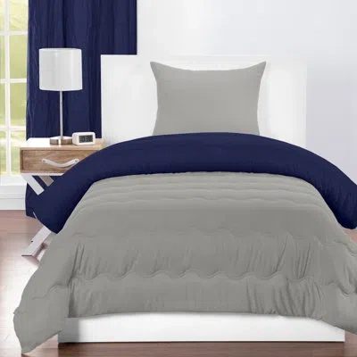 Siscovers Lil Sis Reversible Comforters Microfiber Reversible Modern & Contemporary Comforter Set In Deep Blue