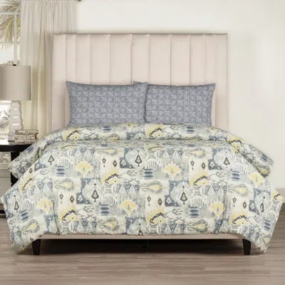Siscovers Magnolia Home Fashions Jambi Tide 100% Cotton Luxury Duvet Cover Set In Blue;green;yellow;cream