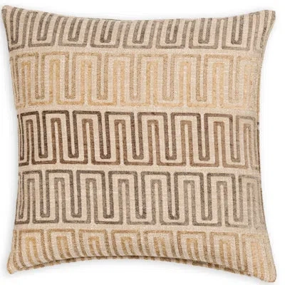 Siscovers Modern Greek Key Accent Floor Pillow In Sand Geometric