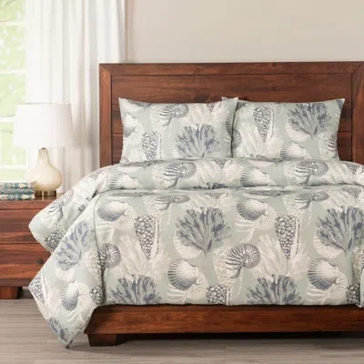 Siscovers Ocean Blue Seashell Print Duvet Cover Set In Gray,white