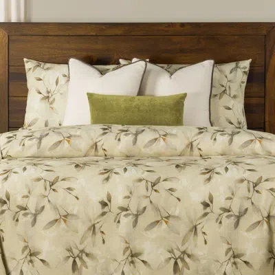 Siscovers Persephone Floral Print Duvet Cover & Insert Set In Green,beige