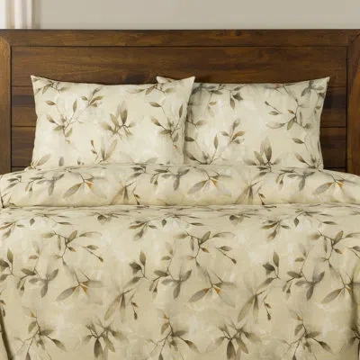 Siscovers Persephone Floral Print Duvet Cover Set In Green,beige