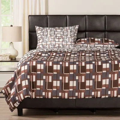 Siscovers Plaid Men Duvet Cover Set In Black,brown,white