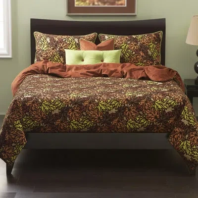 Siscovers Pressed Leaf Duvet Cover Set In Copper