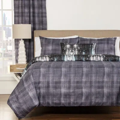 Siscovers Python 4 Piece Reversible Duvet Cover Set In White,black,and Blue
