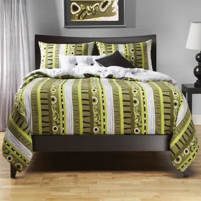 Siscovers Radiant Flux Reversible Duvet Cover Set In Green