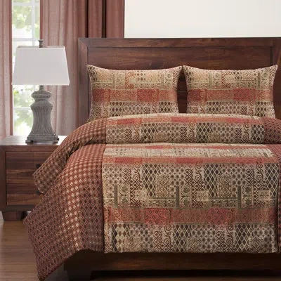 Siscovers Reversible Duvet Cover Set In Red,beige