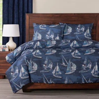 Siscovers Sailboat Nautical Print Blue Duvet Cover Set