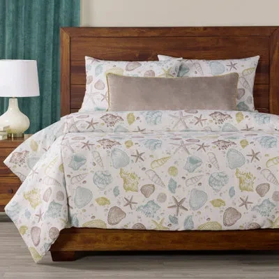 Siscovers Seashell Coastal Print Duvet Cover & Insert Set In Blue;brown;gold