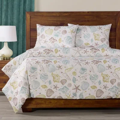 Siscovers Seashell Coastal Print Duvet Cover Set In Blue,green,gray
