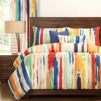 Siscovers Sketchy Stripe Duvet Cover Set In Blue;green;beige