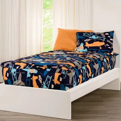 Siscovers Thunderbird Sky Bunkie Deluxe All-in-one Zipper Bedding Set In Blue;navy