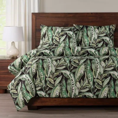 Siscovers Tropical Print Jungle Green Duvet Cover Set In Black,green,white