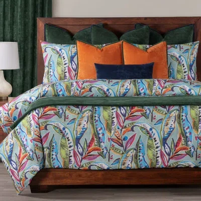 Siscovers Tropical Print Multi-color Duvet Cover Set In Blue,green,pink