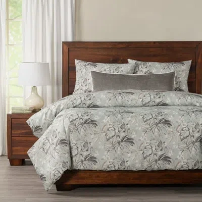 Siscovers Winter Elegant Floral Print Duvet Cover & Insert Set In Gray;teal