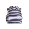 Sishawaii-secret Island Swimwear Women's Blue / White Catherine The Great Swim Top In Navy Stripe With Soft Texture In Blue/white