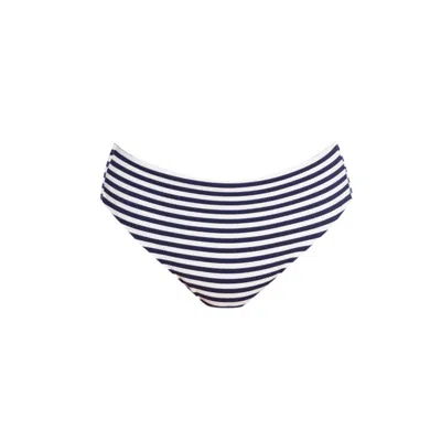 Sishawaii-secret Island Swimwear Women's Blue / White Mid-rise Swim Bottom In Navy Stripe With Soft Texture In Blue/white