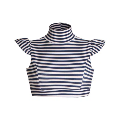Sishawaii-secret Island Swimwear Women's Blue / White Queen-n Swim Top In Navy Stripe In Blue/white