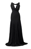 Sisiano Ivy Pleated Crepe-silk Maxi Dress In Black