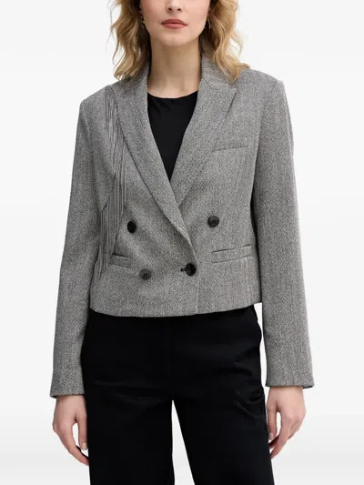 Sisley Paris 헤링본 패턴 재킷 In Gray