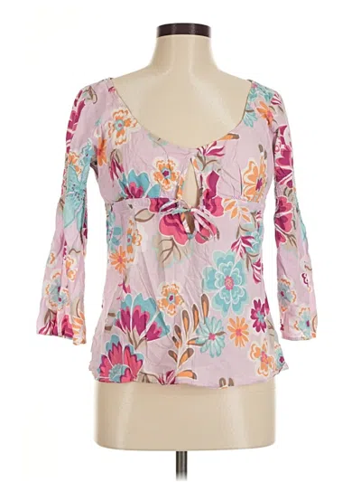 Pre-owned Sisley Paris 3/4 Sleeve Blouse In Pink