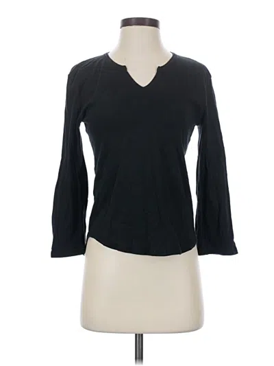 Pre-owned Sisley Paris 3/4 Sleeve Top Black V-neck Tops