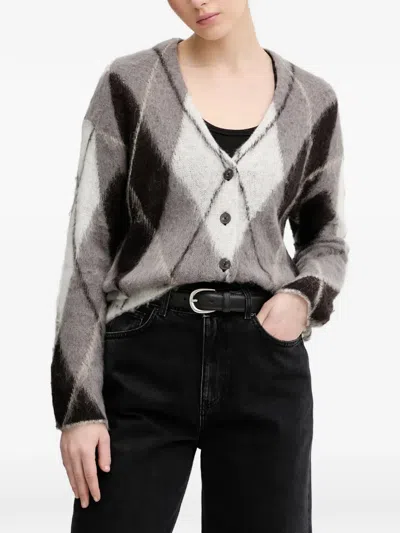 Sisley Paris Cardigan Mit Argyle-muster In Gray