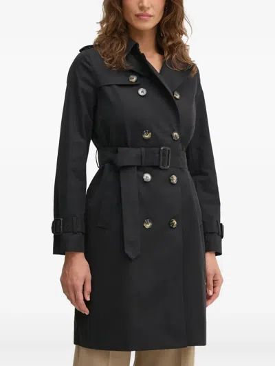 Sisley Paris Belted Double-breasted Trench Coat In Black