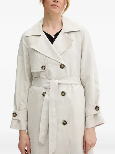 Sisley Paris Belted Double-breasted Trench Coat In Neutral
