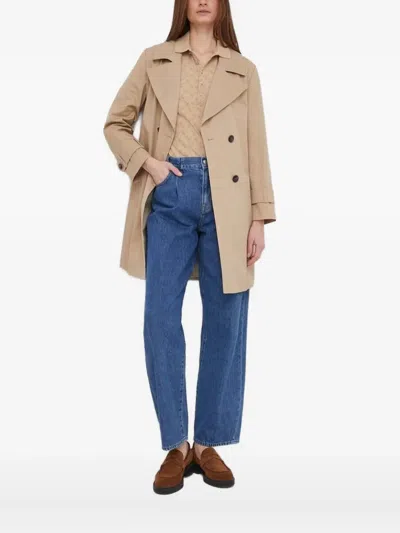 Sisley Paris Belted Double-breasted Trench Coat In Neutral