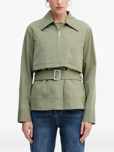Sisley Paris Belted Jacket In Green