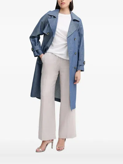 Sisley Paris Belted Trench Coat In Blue