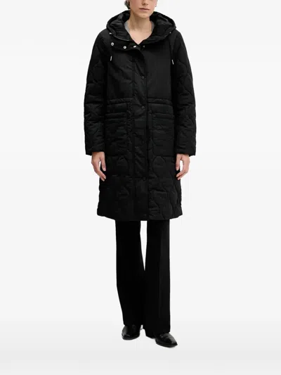 Sisley Paris 후드 퀼팅 코트 In Black