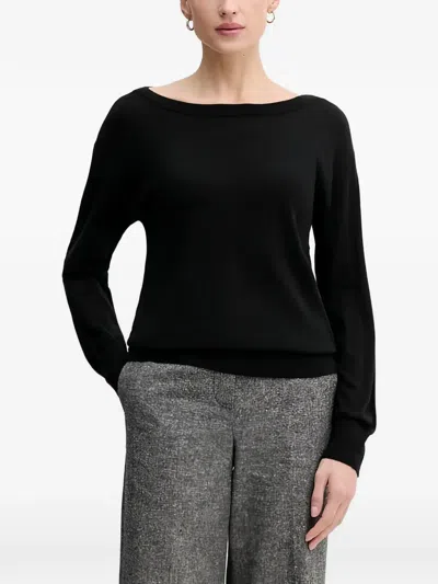 Sisley Paris Boat Neck Knitwear In Black